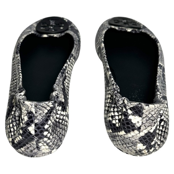 Tory Burch Tri Color Python Embossed Leather Minnie Flats Size 8.5 Animal Print - Picture 11 of 16